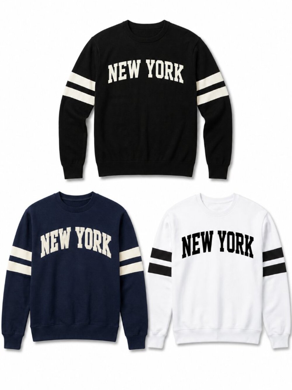 Men's 3 Pack New York Crewneck Sweatshirts Long Sleeve Pullover S-3XL